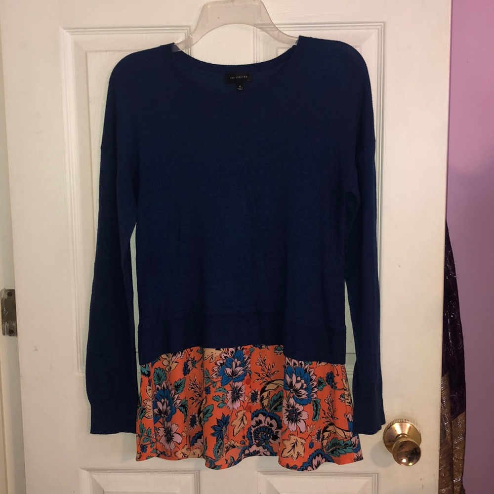 Layered Sweater with faux button down at Bottom